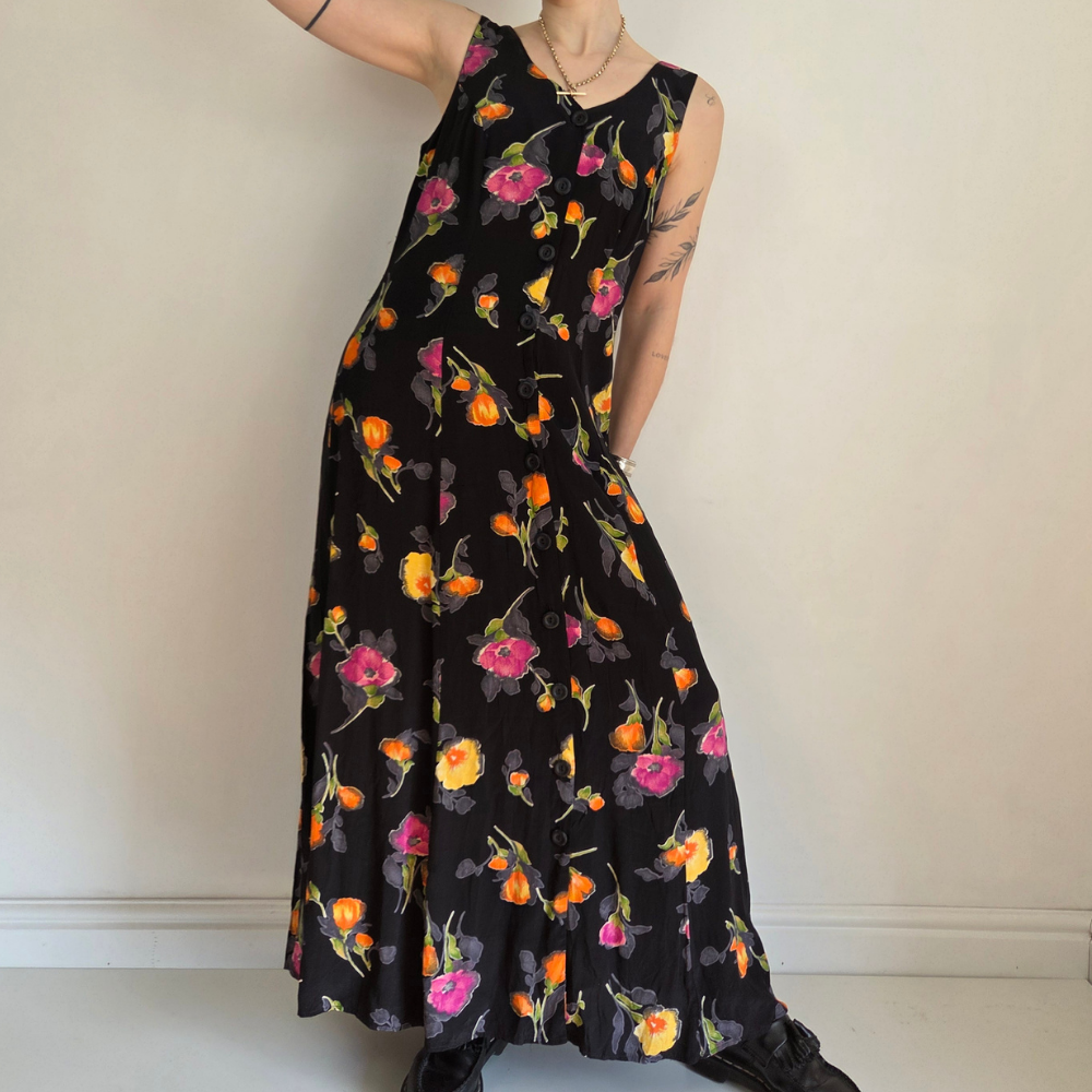 Black Floral Maxi - MEDIUM And Again Black Floral Maxi - MEDIUM And Again