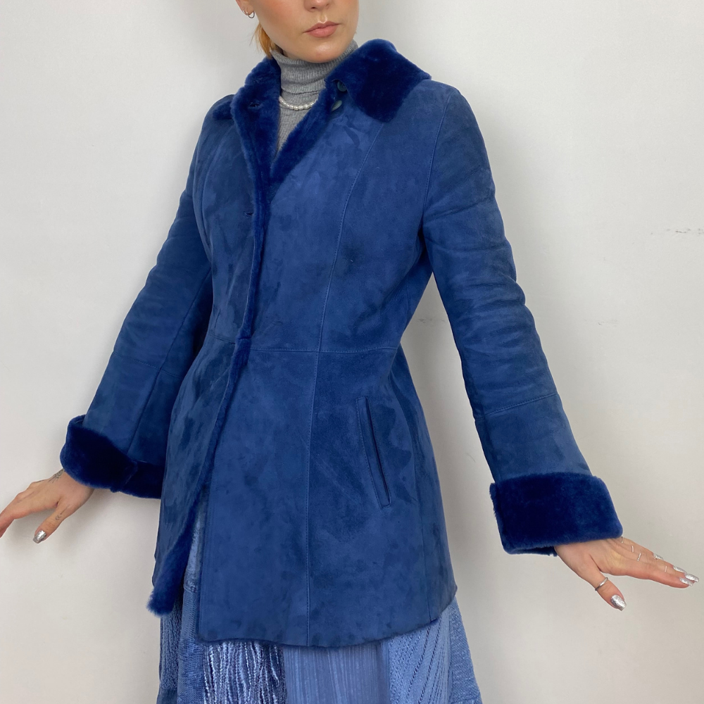Steel Blue Suede Coat XS And Again